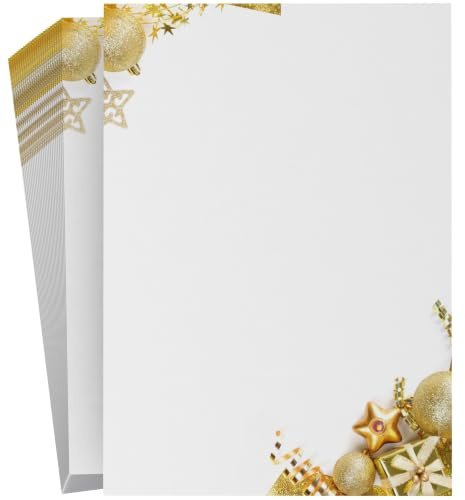 Weihnachtsbriefpapier Goldene Gaben, A4, 100 Blatt weihnachtliches Briefpapier