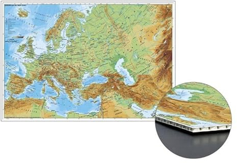Europa und der Nahe Osten physisch zum Pinnen auf Wabenplatte: Inkl. zwei Wandhalterungen NEUE AUFLAGE