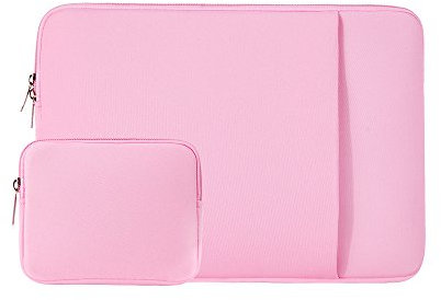 RAINYEAR 14 Inch Laptop Sleeve Compatible with 14 Notebook Computer Chromebook, 15 Macbook Pro M4 M3 M2 Protective Case with Front Pocket & Accessories Pouch(Pink)