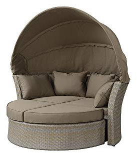Liegeinsel Miami Grey Cane Strandliege Sonnenliege Sunlounger Gartenliege Liege Polyrattan
