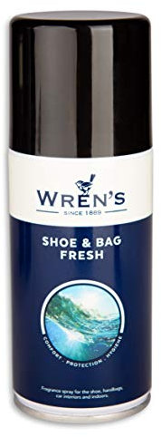 Deo für Schuhe, Stiefel, Handtaschen und Auto-Innenraum, Angenehmer Duft Geruch, Geruchshemmendes Deodorant, Wren’s Shoe Bag Fresh, 150 ml