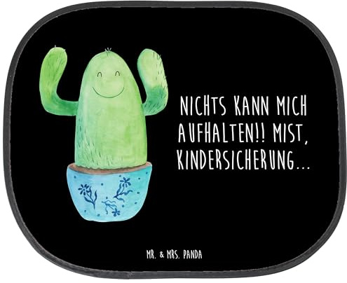 Mr. & Mrs. Panda Auto Sonnenschutz Kaktus Happy - Geschenk, Sonnenschutz Auto, Kakteen, Sonnenschutz für Auto, Kollegin, Kindersicherung, Büro, Sonne