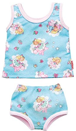 Heless 1410 - Unterwäsche-Set für Puppen im Design Einhorn Emil und Fee Emma, 2-teilig mit Unterhemd und Slip, Größe 28 - 35 cm, Blau