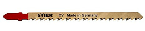 STIER Stichsägeblatt, 20 Stück, ST3105, Schnittlänge 75 mm, Zahnteilung 4 mm, perfekt geeignet zum Zuschneiden von Holz, Arbeitsplatten, Verbundplatten, CV-Stichsägeblatt