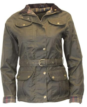 WALKER AND HAWKES - Ladies Wax Florence Motorcycle Jacket - Olive - 18