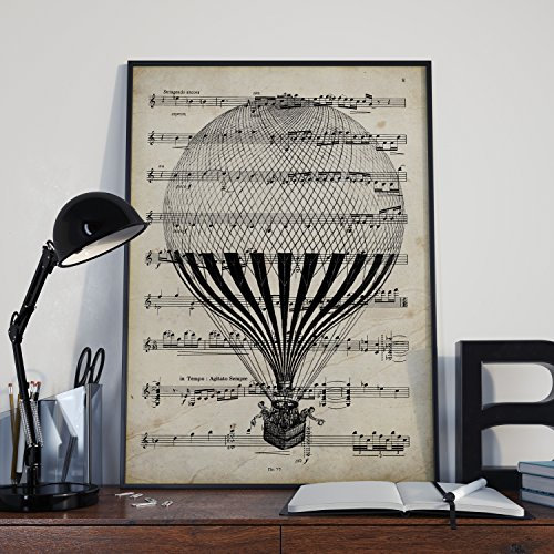 Poster Globo Vintage Notenblätter - Illustration auf alten Noten - Perfekt für Musikliebhaber - A3 mit Rahmen