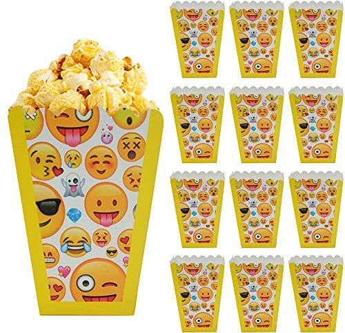 Meet-shop Popcorn Boîtes,Boîte à Popcorn 12PCS Smiley Popcorn Conteneurs Partie Carton Bonbon Conteneur Fête Boites Cadeaux pour Noël Parti Collations Bonbons Popcorn et Cadeaux