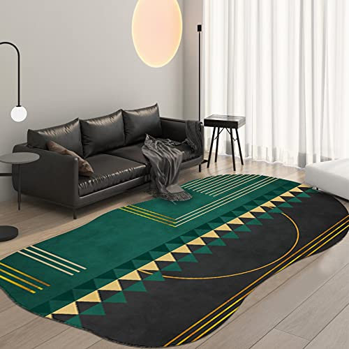 Klassischer Orientteppich, Geometrisches Smaragd-Schwarz-Gold-Spleißen Kurzflor Waschbarer Anti-Rutsch Ornamente Muster Teppich 130 x 180 cm