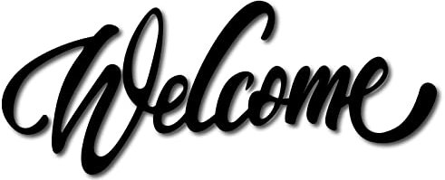 CREATCABIN Welcome Wood Letters Sign Unfinished Cutouts Wooden Wall Art Decoration Black Wall Sculpture Hanging Decor for Home Porch Wedding Party Classroom Farmhouse 11.9 x 4.7 Inch