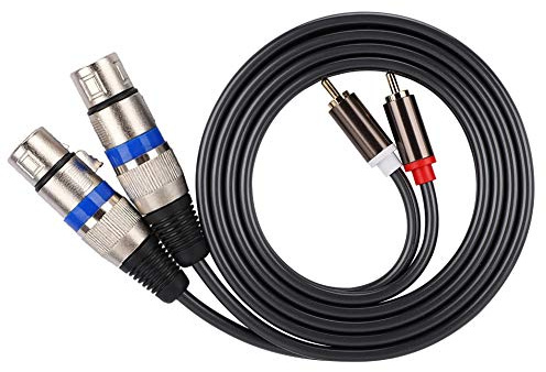Luqeeg Línea Adaptadora, Doble para RCA Macho a Doble XLR Hembra Cable Adaptador de Audio Cable de Conexión Cable de PVC de Doble Fila para Mezcladores de Micrófono, Amplificadores de Auriculares