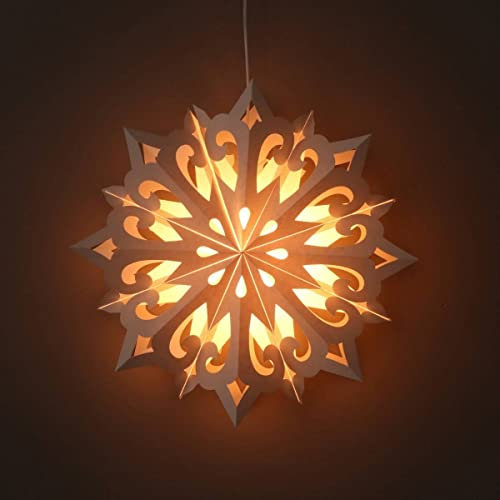 More Than Hip Kamala Weihnachtsstern Weiß - Ø 50 cm - Papierstern zum Aufhängen für Weihnacht Winter Fensterdeko Hängend - Inkl. Beleuchtungskabel 3 Meter (ohne Lampe)