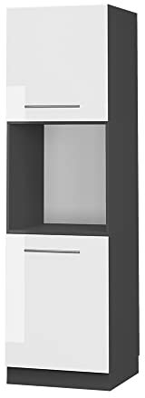 Vicco Oven housing cabinet Fame-Line, White High Gloss/Anthracite, 60 cm open