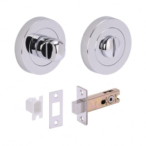 HANDLEZONE® Premium Bathroom Toilet Door Thumb Turn & Release Deadbolt Kit - Polished Chrome - 76mm Bolt (57mm Backset)