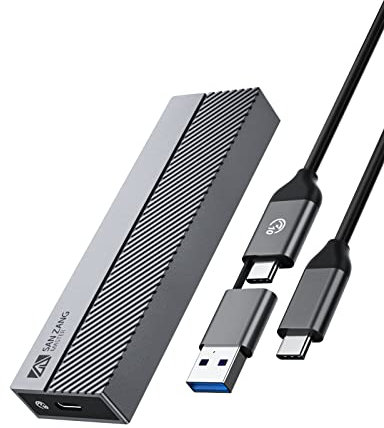 NVMe M.2 - Carcasa USB 3.1 Gen 2 10Gbps, transmisión M.2 NVMe SSD Adaptador para 2230 2242 2260 2280 M.2 PCIe NVMe M-Key y M+B Key SSD con Parche de disipación de Calor, sin Herramientas
