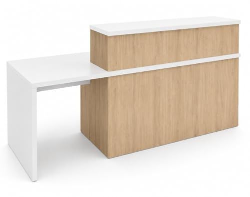 OFILIKE. Comptoir de réception adapté PMR, comptoir pour personnes à mobilité réduite, réception accessible modèle Apollo côté droit (120 + 60 cm)