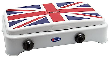 CFParker Fornello 2 Fuochi Gas Gpl per uso esterno Bandiera Inglese Uk Made in Italy - 5326GPUK