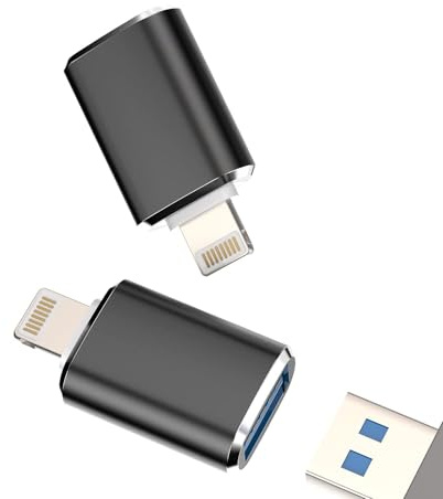 Lot de 2 adaptateurs Lightning vers USB pour claviers iPhone OTG - Clé USB - Lecteur de cartes - Appareil photo - Souris - Compatible avec Apple 14 13 12 11 Pro Max Mini 8 7 Plus iPad Flash Drive