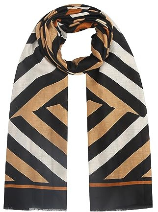 Ever Bloom Damen Schal Streifen Muster Vintage Look, gestreiftes Halstuch für Frauen, mehrfarbig leicht, Schal farbe 2023:Schwarz Khaki