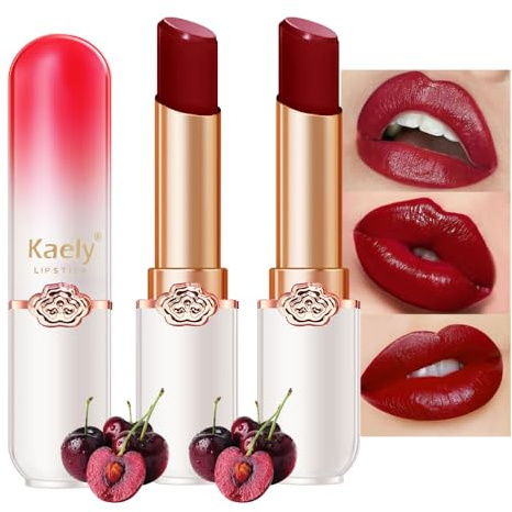 Kaely 2Pcs Hydrating Honey Lipstick Tinted Lip Balm, Black Red Cherry Color Changing PH Lipstick Makeup, Korean Magic Lip Stain Long Lasting Waterproof, labiales magicos 24 horas originales