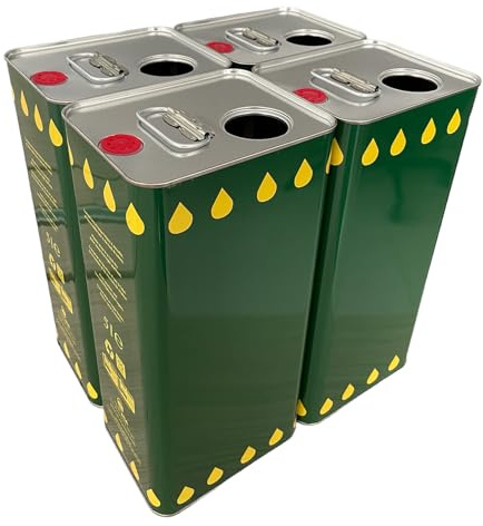 eacommerce Lattine Rettangolari Vuote 5 Litri per Olio Extravergine Doppio Tappo ermetico Verde (4 Pezzi)