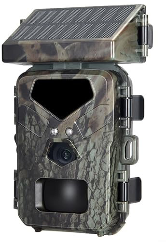 FUBESK Caméra de chasse solaire 20 MP 1080p 2600 mAh batterie intégrée rechargeable pour chasse et chasse à la faune 0,3 s