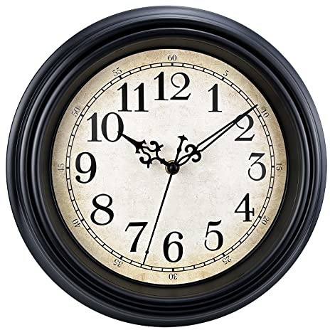 Plumeet Extra Große Wanduhr Klassisch 40.6cm, Ruhige Retro Wanduhr ohne Tickgeräusche für Wohnzimmer - Schlafzimmer - Batteriebetrieben (Schwarz)
