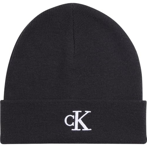 Calvin Klein Jeans Damen MONOGRAM EMBRO BEANIE K60K612319, Black (Black/Dusty Rose), OS