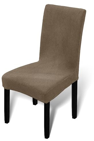 Fiora Universal Stretch Stuhlhussen für Esszimmerstühle Waschbarer Stühle Schutz Elastische Stuhlbezug Husse (Kaffe - Braun, 1er Set)