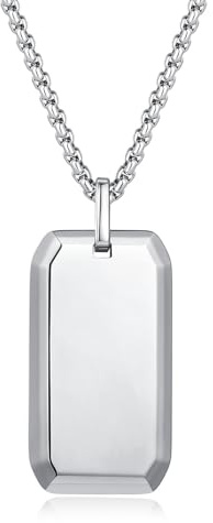 COAI Herren Edelstahl Halskette mit Dog Tag Anhänger und Silberkette 50cm