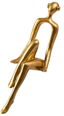 Escultura sentada abstracta dorada, decoración de estatua de pensador dorado | Figuras sentadas de resina Escultura de pensamiento moderno,Decoración moderna de figuras estéticas, grandes estatuas de