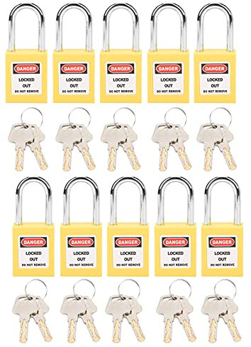 MUNEFE Serrures de consignation, cadenas de sécurité, serrure de consignation en acier et nylon avec 20 clés pour verrouiller les stations et appareils (Jaune)