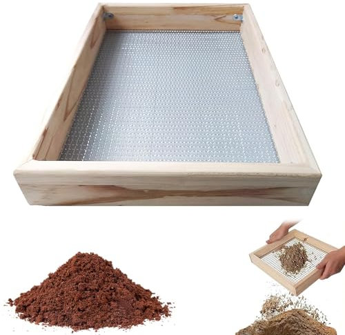 Genérico Tamiz de Jardín, 40 x 30 cm tamiz de Tierra para Jardín Cribas de Arena, Compostador Jardin Criba para Tierra, Tamiz Jardin para Semillas, Tierra, Compost, Piedras, Grava
