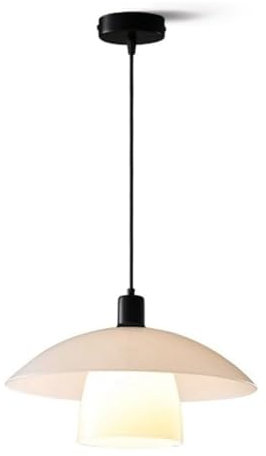Chandelier Lampe Suspendue, 1 Lustre – Lampe Suspendue en Forme de Soucoupe Volante LED avec Abat-Jour en Verre Opale, luminaires en Fer givré, plafonnier Compatible avec îlot de Cuisine, café