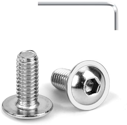 Tunejoy Vis à Tête Bombée avec Bride M4 x 10 mm Vis à Six Pans Creux en Acier Inoxydable A2 V2A Boulons à Tête Hexagonale avec Clé Allen Filetage Complet 20 Pièces