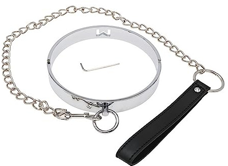 SM Metall Sklave Halsband mit Leine Ring Kette Rolle Spielen Halsreif Halsfessel O-Ring Bdsm Erotik Spiele Neck Kragen Zurückhaltung Sex Spielzeug für Frauen Männer(Black Schwarz,120mm)