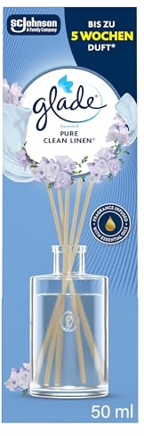 Glade Raumduft Duftstäbchen, Für Zuhause und das Badezimmer, Mit natürlichen Ölen, Pure Clean Linen, Hält 5 Wochen, 50 ml