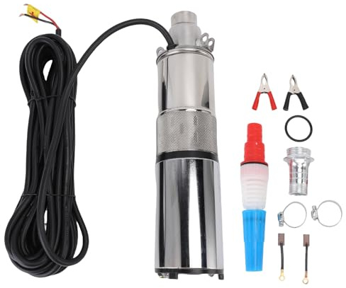 Spacnana Pompa Sommergibile del Pozzo Profondo Solare, 12V 220W 1,2 M³/h Sollevaggio a Flusso 30 M con Cavo di Alimentazione 10 M per L'irrigazione del Ranch Agricola