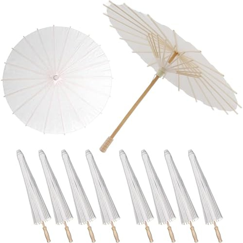 Sombrillas de Papels,Sombrilla Decorativa de Papel Blanca de 60 CM de Diámetro,Pintura Decorativa Paraguas de Boda para El Banquete de Boda Decoraciones Nupciales Fotografía Exhibición de Arte (6)