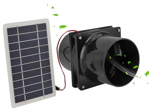 Extractor De Aire Solar Para Tubo Redondo, Ventilador Solar Panel Solar 10W Y 12V Kit De Ventilación 100 MM Para Gallineros Pequeños En Exteriores Invernaderos Cobertizos Y Casas(No Almacena Energía)