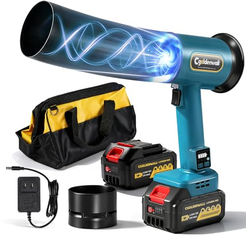 CGOLDENWALL Cordless Leaf Blower 21V with 4.0Ah Battery x2, 60000RPM Brushless Motor, 4 Speed Adjustable, LED Display, Portable for Garden, Patio, Car & Snow Cleaning