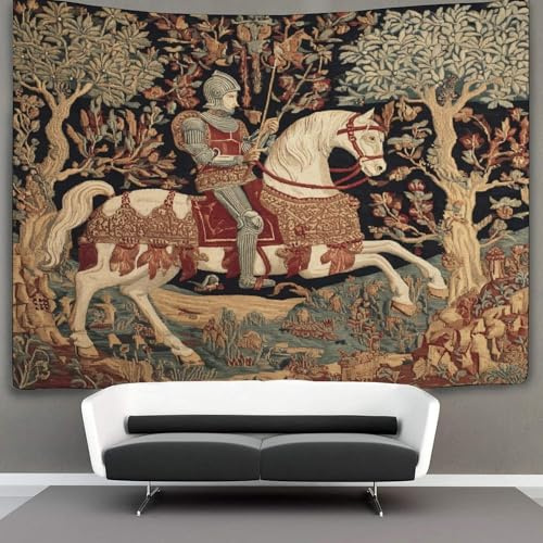 kaiyun Tapisserie Mittelalterlicher Ritters Wandteppich Wandbehang Für Schlafzimmer Wohnzimmer Schlafsaal 180cmx230cm