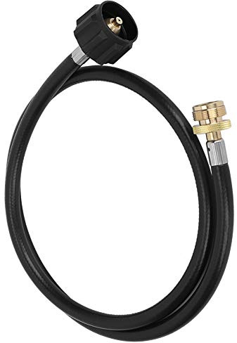 Qcwwy Adaptador de Manguera de Gas para Barbacoa, Metal y Caucho, Excelente Movilidad con 1,2 M de Longitud para Estufa y Parrilla de Camping