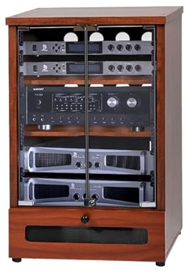 Console multimediale in legno per giradischi e sistemi stereo, elegante rack audio a torre vintage per giradischi, mobile home theater (57 x 55 x 90 cm)