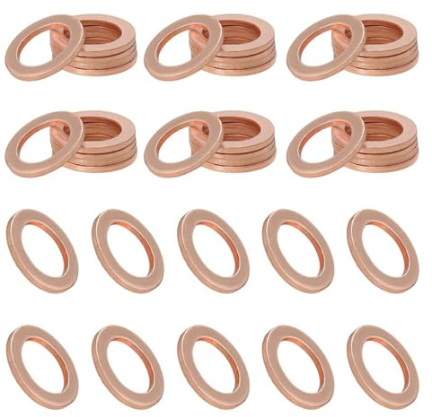 Lot de 20 bagues d'étanchéité en cuivre - M18 x 24 x 1,5 - Assortiment de joints d'étanchéité plats en cuivre pour bouchon de vidange d'huile