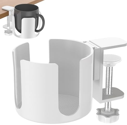 GANILITY Portabicchieri da scrivania, 7 x 8,2 cm, regolabile, in lega di alluminio, per tazze da caffè, bevande (bianco)