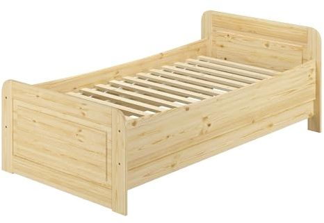 Erst-Holz®Bett Hoch 90 x 200 Kiefer Massiv mit Rost
