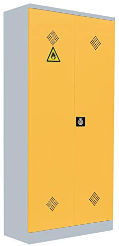 Lüllmann Umweltschrank komplett montiert Gelb 195x92x42cm (HxBxT) Gefahrstoffschrank Pflanzenschutzschrank Chemikalienschrank Spritzmittelspind 566256