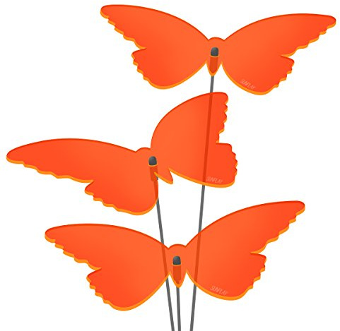 SUNPLAY Sonnenfänger Schmetterlinge Isabelle in ORANGE, 3 Stück je 20 cm Durchmesser im Set + 70 cm Schwingstäbe