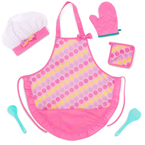 Battat Smart Cookie Kochschürze – 6-teiliges Schürzenset für Kinder | 6-teiliges Set mit Schürze, verstellbarer Kochmütze, Ofenhandschuh, Topflappen, Spatel und großem Löffel, 3+ Jahre