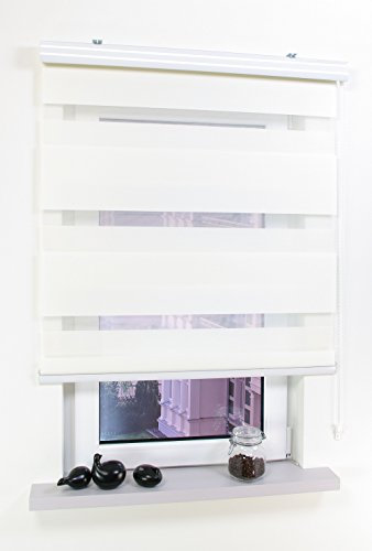 JalousieCrew Doppelrollo mit Kassette Farbe Champagner beige Creme - Breite 60 bis 140 cm Länge 160 cm und 220 cm - Duo - Rollo (60 x 160 cm)